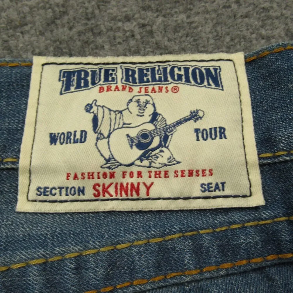 True‎ Religion Jeans Men 38x32 Skinny Denim Flap Pocket Y2k CXLM Dragonfish